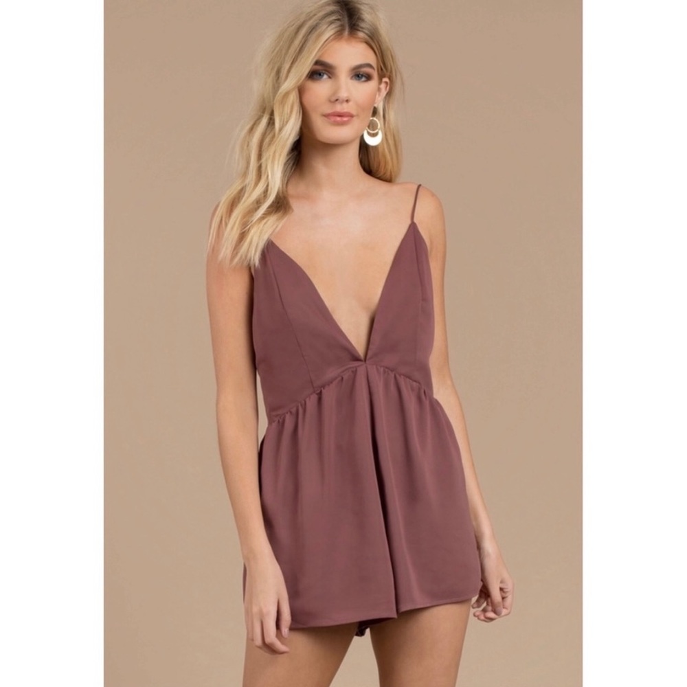 Tobi Burgundy Deep v neck Romper
